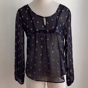 Sheer Blouse with Gold Accents
